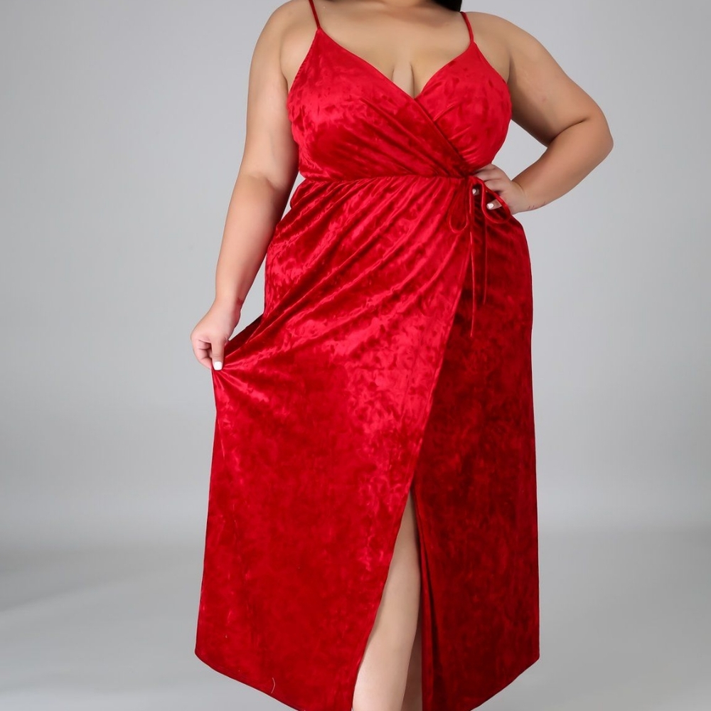 Red velvet dress